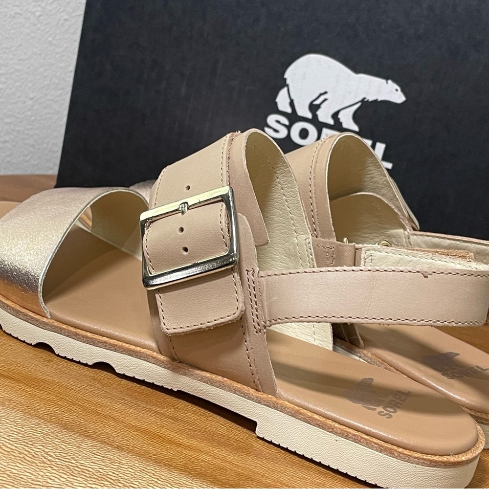 New in Box SOREL Ella III Slingback Sandal Honest Beige/Honey White Size 8.5 - Picture 9 of 14